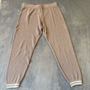 Faherty Waffle Pant Cashmere Joggers Beige w/White Stripe Cuff Wmn’s Sz XL